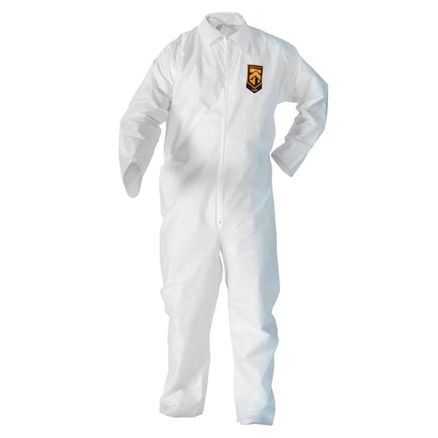 KleenGuard A20 Elastic Wrist and Ankle Coverall, Large, White (37716), REFLEX Design, Zip Front...