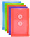 JAM PAPER Plastic Envelopes with Button & String Tie Closure - 4 1/4 x 6 1/4 - Assorted Colors - 6/Pack...