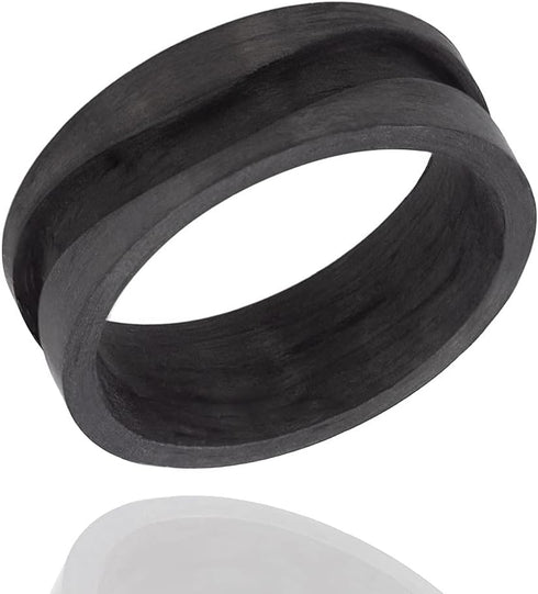 Wapiti Designs Ring Core Blank for Inlay Jewelry Making (8mm Carbon Fiber - Curvy Groove, 5.5)...