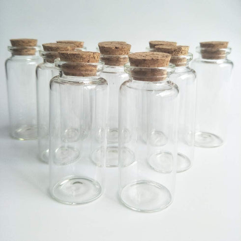 10Pcs 30x80mm(1.18x3.14inches) 40ml Mini Small Clear Wishing Bottle Glass Vial with Cork Stoppers Small Glass Bottles for Wedding favors...