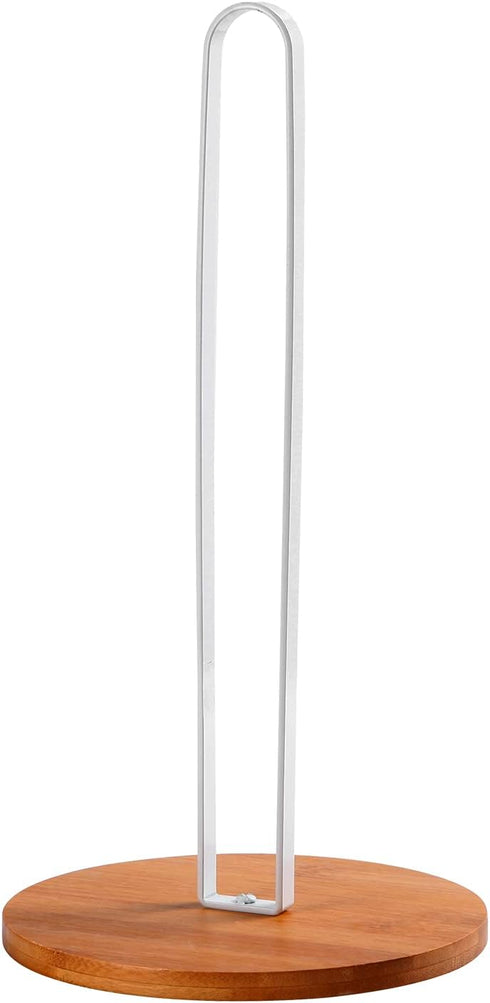 Wood Paper Towel Holder, Paper Towel Holder Countertop,Kitchen Towel Holder Free-Standing with Non-Slip Wooden Base(White)...