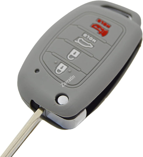 Zorratin Silicone Key Fob Cover Protectors for 4 Buttons Flip Key Hyundai Santa fe Sonata Tucson Tuscon TQ8-RKE-4F16...