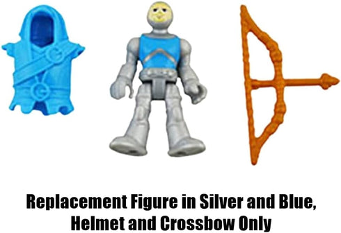 Imaginext Replacement Parts for Fisher-Price Honorable Archer and Steed Playset - HCG68 ~ Figure in Silver and Blue, Helmet and Crossbow...