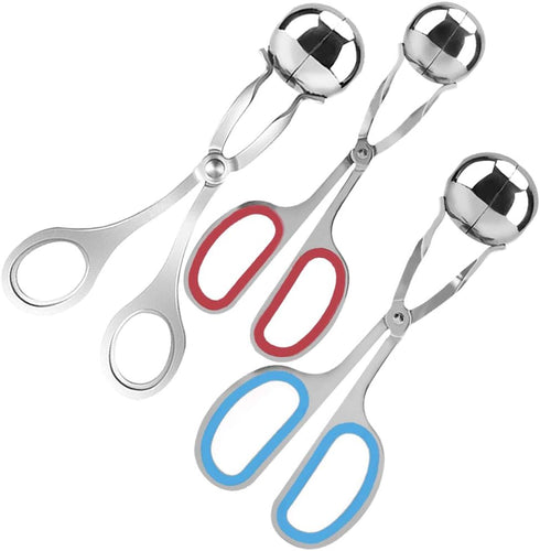 3 Pcs Stainless Steel Meat Ballers, AIFUDA Nonstick Meatball Scoop Ball Maker Ice Tongs for Cake Pop, Ice Cream Scoop, Fruit, Cookie Dough, Melon...