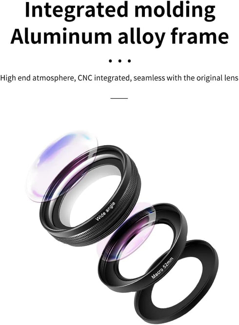 18 mm Wide Angle Macro Combined Additional Camera Lens for 52mm Lens Sony ZV1 RX100M7 / Canon G7X Lens Accessories (Black)...