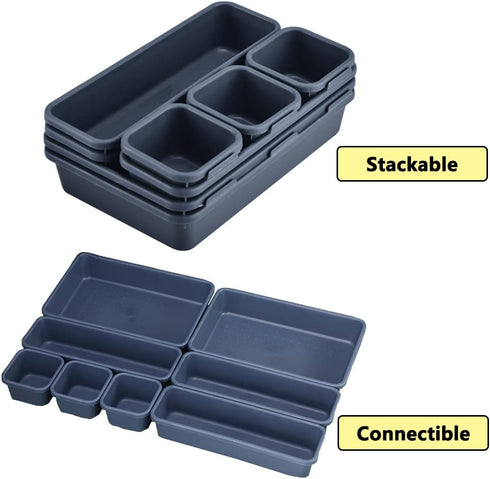 AUSTARK InterlockIng Desk Drawer Organizer, 3 Sizes Plastic Drawer Divider, Toolbox Storage Organizer Trays for Office Home School (8 Pack)...