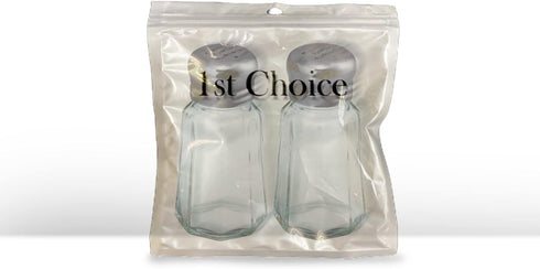 1st Choice Salt and Pepper Shakers with Stainless Tops Set of 2 (Paneled Shakers)...