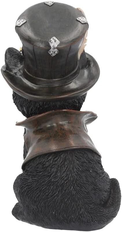 Nemesis Now Cogsmith's Steampunk Cat Adorable Black Cat with Leather Top Hat and Waistcoat, Hand-Painted Resin Figurine, Perfect for Steampunk Col...