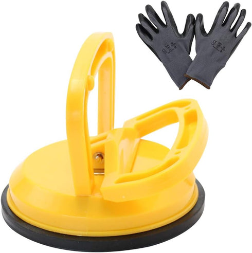 MAKERELE Glass Suction Cup Vacuum Window Lifter 4.7", Yellow Plastic Suction with Handles, for Glass,Tiles, Mirror, Granite Lifting and Objects Mo...