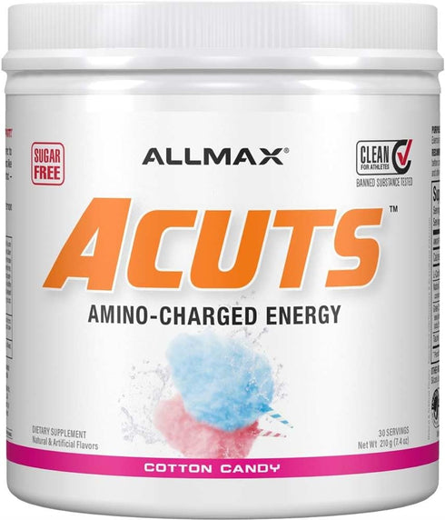 ALLMAX Nutrition AMINOCUTS (ACUTS), Amino-Charged Energy Drink with Taurine, L-Carnitine, Green Coffee Bean Extract, Cotton Candy, 30 Servings...