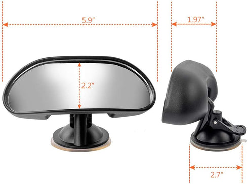 GES Rear View Mirror - 360 Degree Adjustable, Strengthen Suction Cup for Car - 5.9 x 2.2Inch - Black...