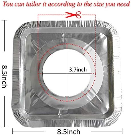 MOACOCK 50 Pack Aluminum Foil Square Stove Burner Covers Disposable Heavy Thick Quality Bib Liners Drip Pans Gas Range Top Protectors 8.5”