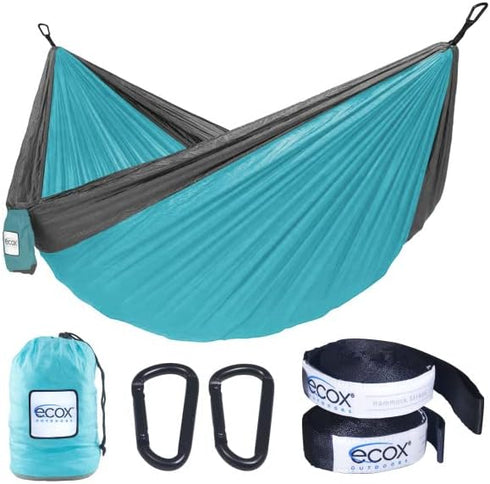 Outdoors Parachute Hammock Single with 2 Tree Straps, Portable Lightweight Nylon Comfortable for Backpacking, Camping, Travel, Beach, Backyard, Pa...