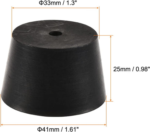 MECCANIXITY Rubber Tapered Plug 33mm to 41mm with Hole Test Tubes Bungs Stopper Black for Lab Home...