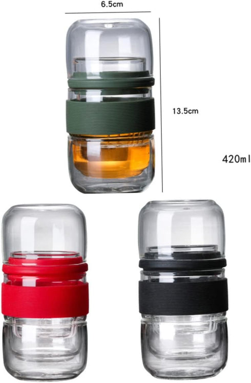Set Travel Coffee Glass Cup Glass Teapot Glass Tea Kettle Camping Tea Kettle Tea Tumbler with Infuser Drinking Bottle Portable Tea Kettle Glass Te...
