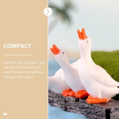 ARTIBETTER Miniature Goose Figurine 6pcs Miniature Goose Figurine White Goose Statue Fairy Tale Garden Animal Accessories Cake Toppers Sculpture f...