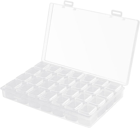 Gospire Small 28 Grids Diamond Box Clear Plastic Jewelry Craft Storage Container Diamond Painting Embroidery DIY Art Craft Accessory Organizer Cas...