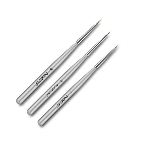 KADS 3 pcs Nail Art Brushes Set Liner Striping Brush for Strokes Details Painting, Blending, Elongated Lines...