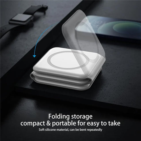 3-in-1 Wireless Charger for iPhone iWatch AirPods, Foldable Magnetic 18W Fast Charging Station for Multiple Apple Devices, Charging Stand for Trav...