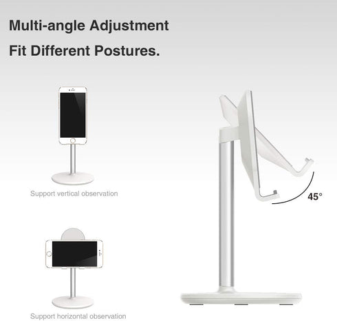 Bright Stone Phone Stand for Desk, Adjustable Cell Phone Holder for Desk, Compatible with 4"-12.9" Phones/Tablet/iPhone/iPad/Switch (White)...