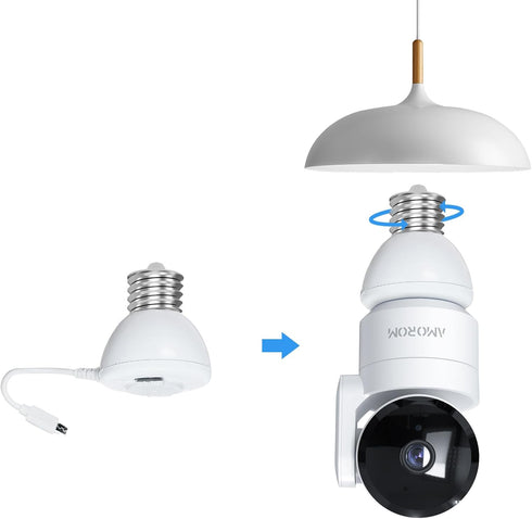 EC27 Bulb Connector for P1 360° Security Camera, Combination of both to be a Wireless Outdoor/Indoor Camera, Easy to Install like replacing a ligh...