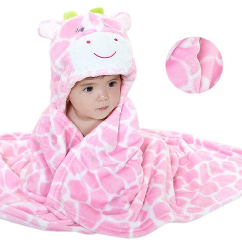 Vauwmsr Baby Hooded Blanket Ultra Soft Warm Newborn Infant Swaddle Wrap Bath Shower Towel, 25.6" x 39.4", Pink...