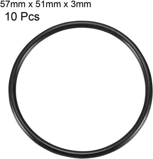 uxcell Nitrile Rubber O-Rings, 57mm OD 51mm ID 3mm Width, Metric Sealing Gasket, Pack of 10...