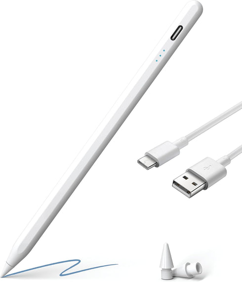 Stylus Pen for Touch Screens with 2 Replacement Tips, Tilt Sensitivity & Palm Rejection Pencil Compatible with iPhone/iPad/Samsung/Android/Tablet ...
