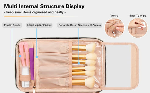 CUBETASTIC Makeup Bag, Travel Make Up Train Case, Large Capacity Cosmetic Organizer Bags with Dividers, Portable Skincare Bag for Women Waterproof...