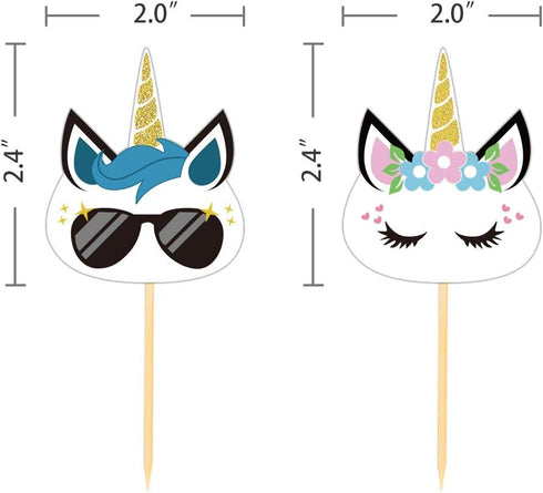 Unicorn Cupcake Toppers Cake Decoration for Unicorn Themed Baby Shower Gender Reveal Party Supplies- Set of 24...