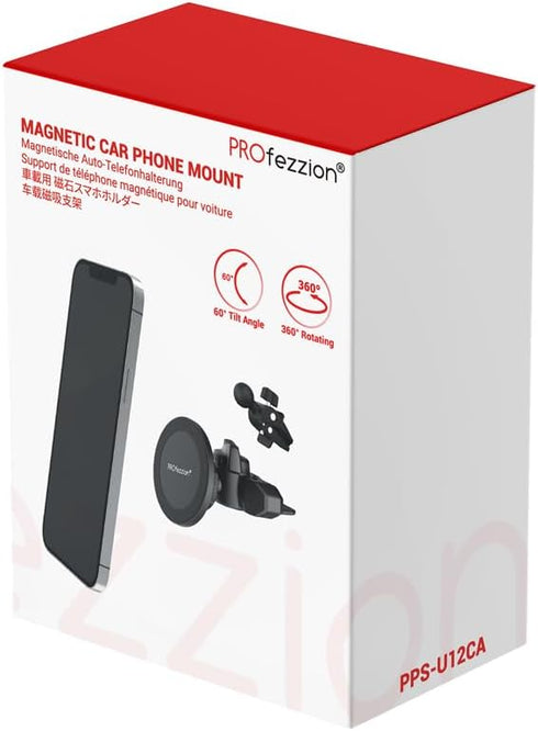 PROfezzion CD Slot & Vent Clip Combo Magnetic Phone Holder Compatible with MagSafe on Car CD Slot or Vent for iPhone 15 14 13 12 Pro Max Plus, Mag...