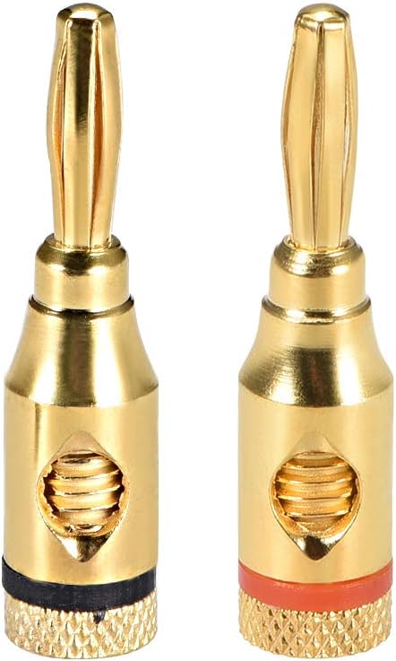uxcell® Gold 4mm Plated Banana Connector Open Screw Type 10Pcs for Speaker Wire Home Theater...