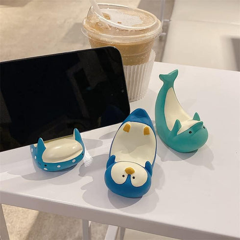 Cute Dolphin Shark Whale Phone Holder, Silicone Funny Creative Animal Desk Phone Stand Mount Accessories Free Your Hands Lovely Office Decor (Dolp...
