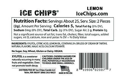 ICE CHIPS Xylitol Candy Tins 5.28 oz total (Lemon, 3 Pack) - Includes BAND as shown...