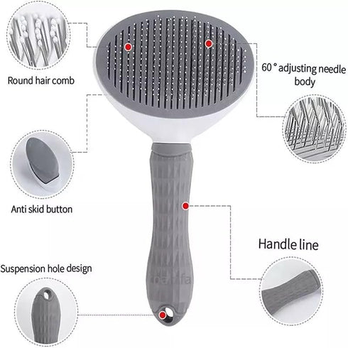 Cat Grooming Brush, pet brush hair remover, Self Cleaning Slicker Brushes for Dogs Cats, dog massage brush (GRAY)...