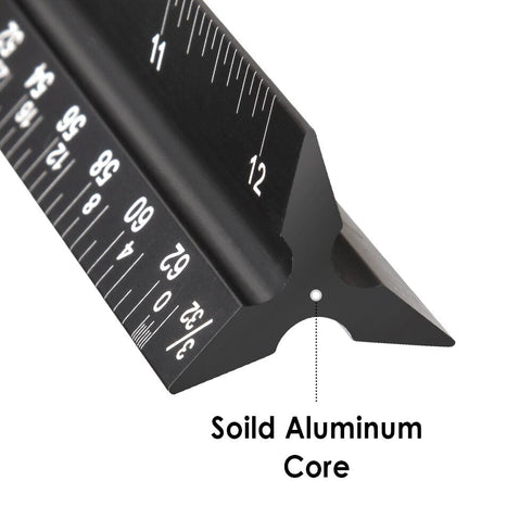 Architectural Scale Ruler,12" Aluminum Architect Triangular Ruler Engineers Ruler,Construction rulers for Architects, Blueprint,Students, Draftsme...