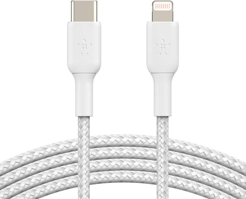 Belkin BoostCharge Nylon Braided USB C to Lightning Cable 6.6ft/2M - MFi Certified 18W Power Delivery iPhone Charger Cord - Apple Charger USB C Ca...