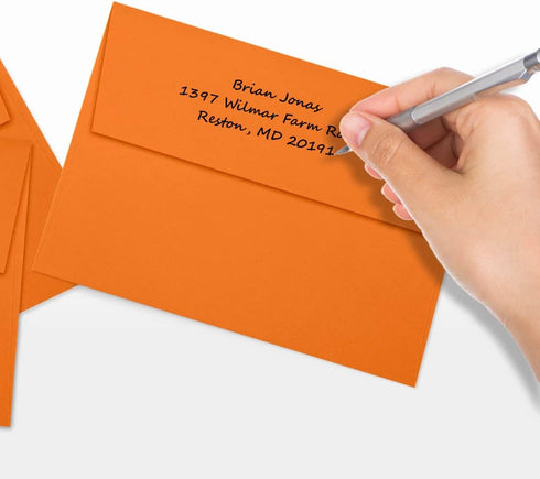 LUXPaper A7 Invitation Envelopes | Peel & Press | 5 1/4" x 7 1/4" | Mandarin Orange | 80lb. Text | 50 Qty...