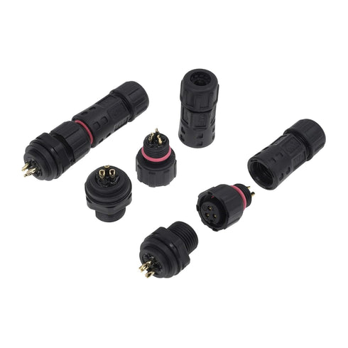 AOHUA M12 Waterproof Connector IP68 Outdoor Electrical Plug Wire to Panel, Front Male Panel Mount for 2 Or 3-pin Cables Ø 4.5-7.5mm UL Certificati...
