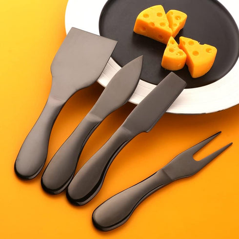 4 Pieces Cheese Knives Set, Premium Stainless Steel Cheese Slicer Cheese Cutter Perfect for Parties Wedding Christmas Birthday - Matte Black...