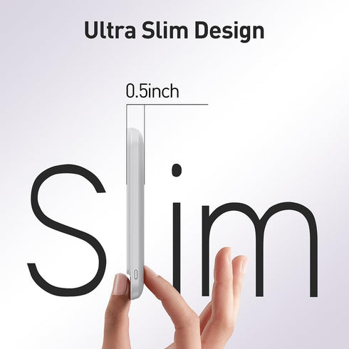 iWALK Magnetic Portable Charger,5000mAh 18W Wireless Slim Power Bank Battery Pack with LED Display and Comfortable Grip Only Compatible with iPhon...