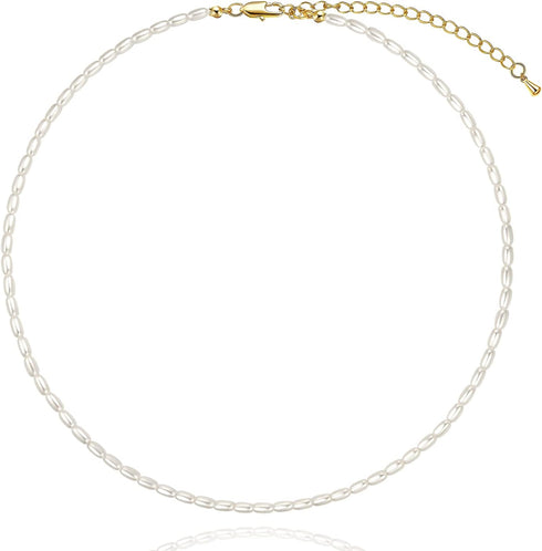 Round White Simulated Shell Pearl Necklace Strand | Pearl Choker Necklace | Jewelry for Women Mother...