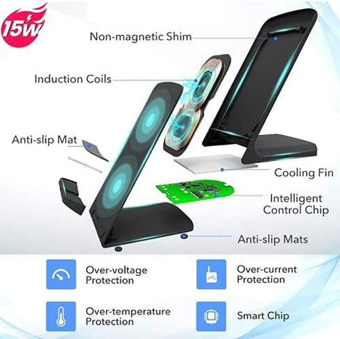 UrbanX Wireless Charger Stand, Qi-Certified for Motorola Moto Maxx, 10W Fast-Charging (No AC Adapter)......