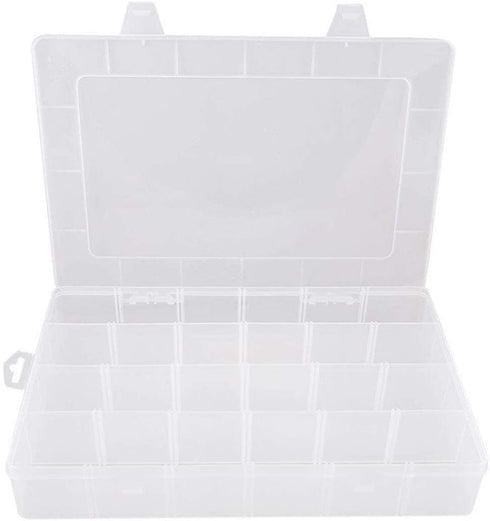 Diamond Embroidery Box Translucent Plastic Storage Organizer with 24 Mini Compartments Grids DIY Jewelry Bead Gem Container (White)...