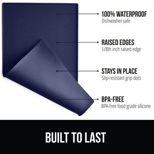 Gorilla Grip 100% Waterproof Raised Edge BPA Free Silicone Pet Feeding Mat, Dog Cat Food Mats Contain Spills Protects Floors, Placemats for Cats a...