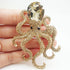 TTjewelry Vintage Octopus Topaz Austria Crystal Pendant Brooch Pin Animal Gold Tone...