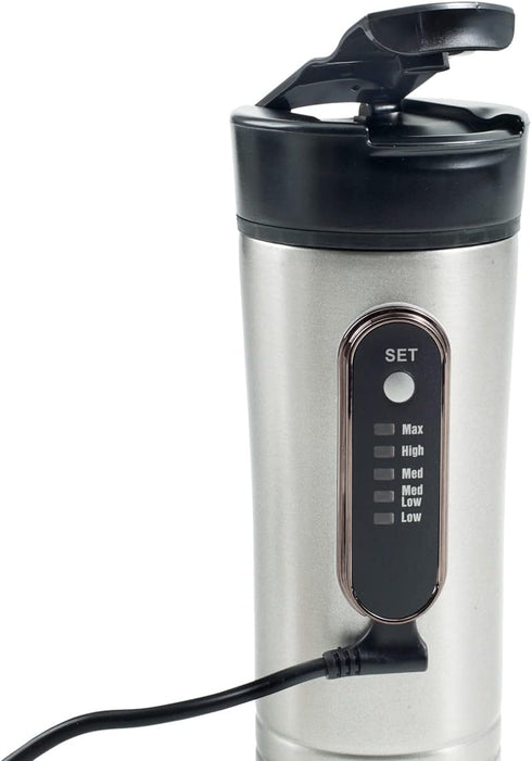 RoadPro RP0719 12-Volt 15oz. Premium Heated Travel Mug, Silver, Black...
