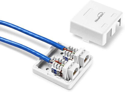 NavePoint Keystone Jack Surface-Mount Box 2-Port White, 10-Pack...