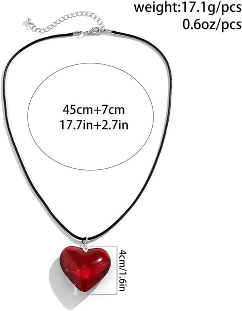 Fuqimanman2020 Chunky Big Love Heart Choker Necklace Pendant Adjustable Velvet Chain Glass Crystal Heart for Wome Y2K Jewelry Accessories...