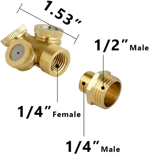Feelers Brass Misting Spray Nozzle, 1/2" BSPF 3-Holes Large Atomizing Spray Garden Sprinklers Agricultural Irrigation System Adapter Fitting (Pack...
